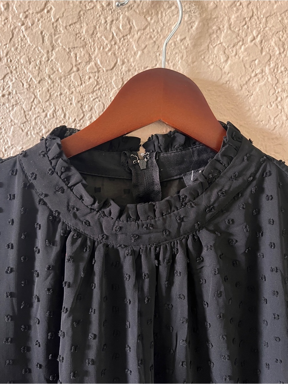 Trixxi Black Dress Swiss Dot Long Sleeve Tiered Midi Size XL NWT - Picture 3 of 10